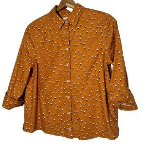 Chicos Blouse Size 0 US Small Orange Harvest Nature Plant Autumn Button Up Shirt